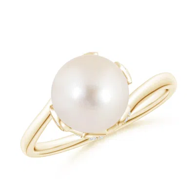 ANGARA ANGARA 8MM FRESHWATER PEARL OLIVE LEAF BYPASS RING