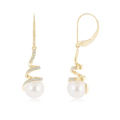 ANGARA ANGARA 8MM FRESHWATER PEARL SPIRAL RIBBON DROP EARRINGS