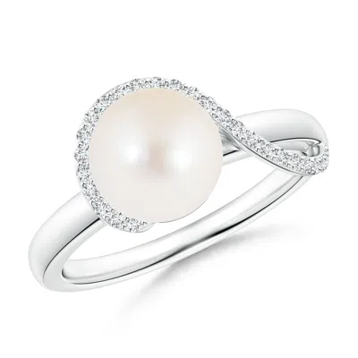 ANGARA ANGARA 8MM FRESHWATER PEARL SWIRL RING WITH DIAMONDS