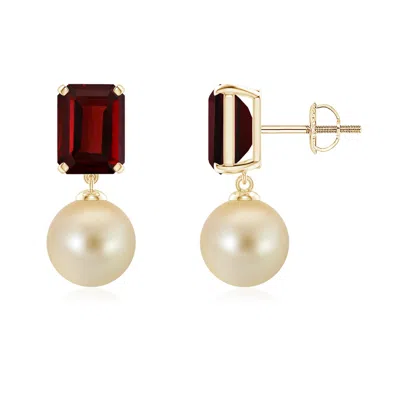 ANGARA ANGARA 8MM GOLDEN SOUTH SEA PEARL & GARNET EARRINGS
