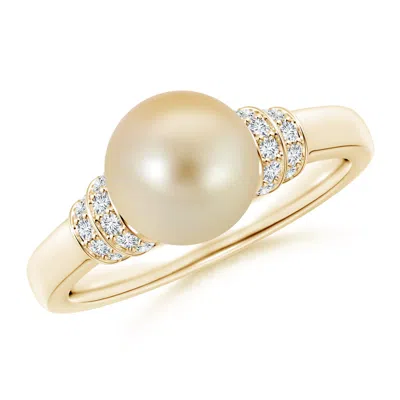 ANGARA ANGARA 8MM GOLDEN SOUTH SEA PEARL & PAVE-SET DIAMOND RING