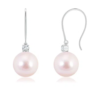 ANGARA ANGARA 8MM JAPANESE AKOYA PEARL & DIAMOND FISH HOOK EARRINGS