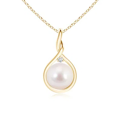ANGARA ANGARA 8MM JAPANESE AKOYA PEARL AND DIAMOND TWISTED BALE PENDANT