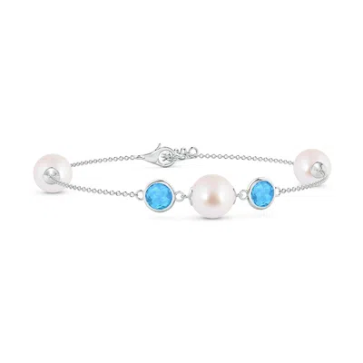 ANGARA ANGARA 8MM JAPANESE AKOYA PEARL AND SWISS BLUE TOPAZ BRACELET