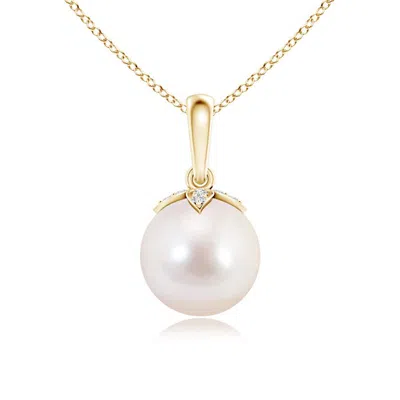 ANGARA ANGARA 8MM JAPANESE AKOYA PEARL DROP PENDANT WITH DIAMONDS