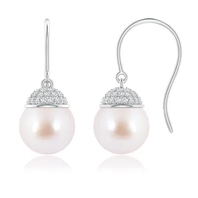 ANGARA ANGARA 8MM JAPANESE AKOYA PEARL EARRINGS WITH DIAMOND CROWN
