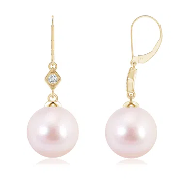 ANGARA ANGARA 8MM JAPANESE AKOYA PEARL EARRINGS WITH PAVE-SET DIAMOND