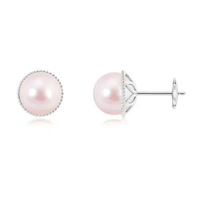ANGARA ANGARA 8MM JAPANESE AKOYA PEARL EARRINGS WITH TWISTED ROPE FRAME