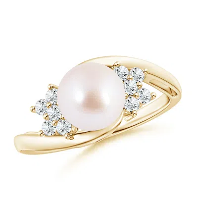 ANGARA ANGARA 8MM JAPANESE AKOYA PEARL FLORAL RING WITH DIAMONDS