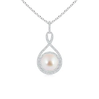 ANGARA ANGARA 8MM JAPANESE AKOYA PEARL INFINITY PENDANT WITH DIAMOND HALO