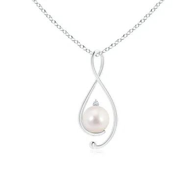 ANGARA ANGARA 8MM JAPANESE AKOYA PEARL INFINITY PENDANT WITH DIAMOND