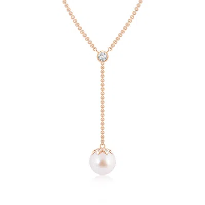 ANGARA ANGARA 8MM JAPANESE AKOYA PEARL LARIAT NECKLACE WITH DIAMOND