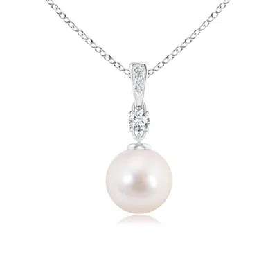 ANGARA ANGARA 8MM JAPANESE AKOYA PEARL PENDANT NECKLACE WITH DIAMONDS