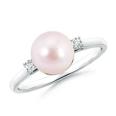 ANGARA ANGARA 8MM JAPANESE AKOYA PEARL RING WITH DIAMOND ACCENTS