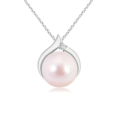 ANGARA ANGARA 8MM JAPANESE AKOYA PEARL SOLITAIRE PENDANT WITH DIAMOND