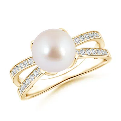 ANGARA ANGARA 8MM JAPANESE AKOYA PEARL SOLITAIRE SPLIT SHANK RING