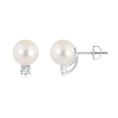 ANGARA ANGARA 8MM SOLITAIRE FRESHWATER PEARL STUDS WITH DIAMOND