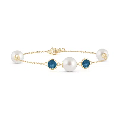 ANGARA ANGARA 8MM SOUTH SEA PEARL AND LONDON BLUE TOPAZ BRACELET