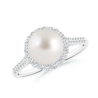 ANGARA ANGARA 8MM SOUTH SEA PEARL DIAMOND HALO RING