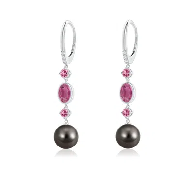 ANGARA ANGARA 8MM TAHITIAN PEARL EARRINGS WITH PINK TOURMALINES