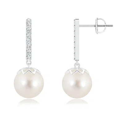 ANGARA ANGARA 9MM FRESHWATER PEARL AND DIAMOND BAR DROP EARRINGS