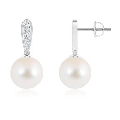 ANGARA ANGARA 9MM FRESHWATER PEARL AND DIAMOND DANGLE EARRINGS