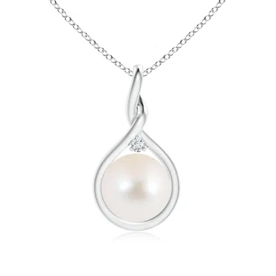 ANGARA ANGARA 9MM FRESHWATER PEARL AND DIAMOND TWIST BALE PENDANT