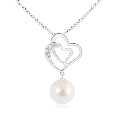 ANGARA ANGARA 9MM FRESHWATER PEARL ENTWINED HEART PENDANT