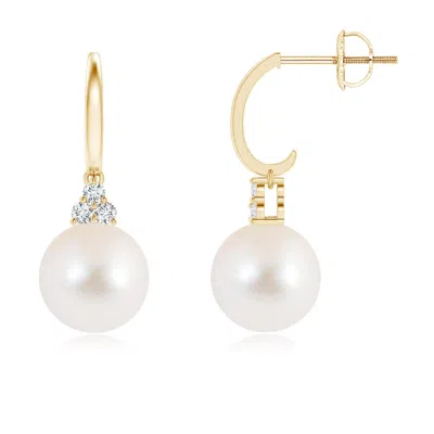 ANGARA ANGARA 9MM FRESHWATER PEARL HALF HOOP EARRINGS WITH DIAMONDS