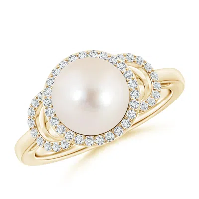 ANGARA ANGARA 9MM FRESHWATER PEARL HALO RING WITH DIAMONDS