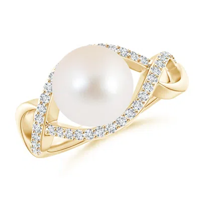 ANGARA ANGARA 9MM FRESHWATER PEARL INFINITY RING WITH DIAMONDS