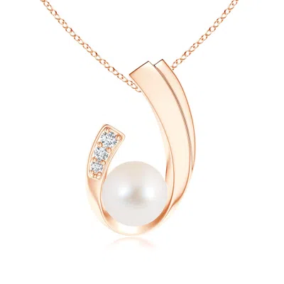 ANGARA ANGARA 9MM FRESHWATER PEARL J-SHAPED PENDANT WITH DIAMOND