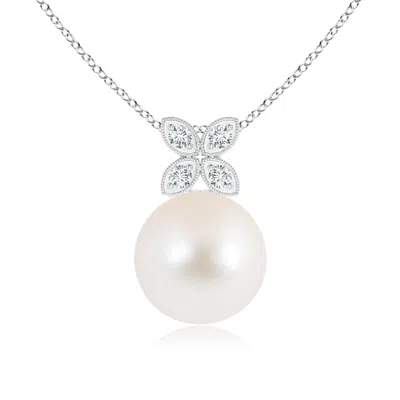 ANGARA ANGARA 9MM FRESHWATER PEARL PENDANT WITH DIAMOND FLORAL BALE