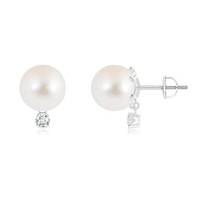ANGARA ANGARA 9MM FRESHWATER PEARL STUDS WITH DIAMOND