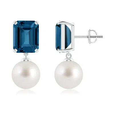 ANGARA ANGARA 9MM SOUTH SEA PEARL & LONDON BLUE TOPAZ EARRINGS