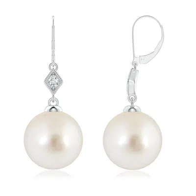 ANGARA ANGARA 9MM SOUTH SEA PEARL EARRINGS WITH PAVE-SET DIAMOND