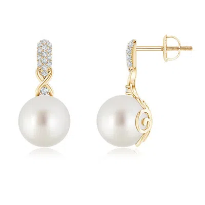 ANGARA ANGARA 9MM SOUTH SEA PEARL INFINITY EARRINGS WITH DIAMONDS