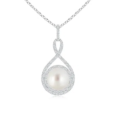 ANGARA ANGARA 9MM SOUTH SEA PEARL INFINITY PENDANT WITH DIAMOND HALO