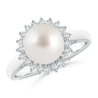 ANGARA ANGARA 9MM SOUTH SEA PEARL RING WITH FLORAL HALO