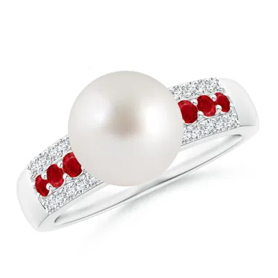 ANGARA ANGARA 9MM SOUTH SEA PEARL RING WITH RUBIES