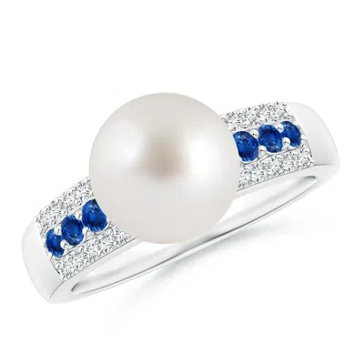 ANGARA ANGARA 9MM SOUTH SEA PEARL RING WITH SAPPHIRES