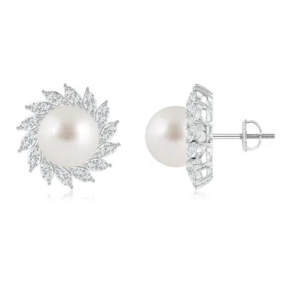 ANGARA ANGARA 9MM SOUTH SEA PEARL SPIRAL HALO STUD EARRINGS