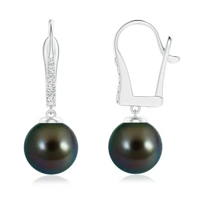 ANGARA ANGARA 9MM TAHITIAN PEARL AND DIAMOND LEVERBACK EARRINGS