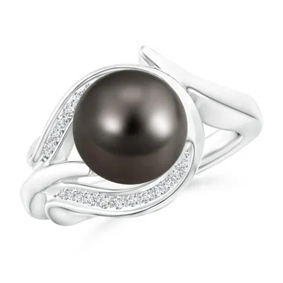 ANGARA ANGARA 9MM TAHITIAN PEARL AND DIAMOND LOOP RING