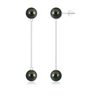 ANGARA ANGARA 9MM TAHITIAN PEARL LONG CHAIN DROP EARRINGS