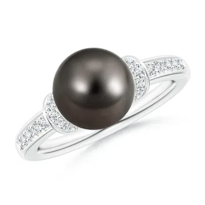 ANGARA ANGARA 9MM TAHITIAN PEARL RING WITH DIAMOND COLLAR
