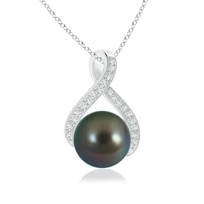 ANGARA ANGARA 9MM TAHITIAN PEARL SWIRL RIBBON PENDANT WITH DIAMONDS