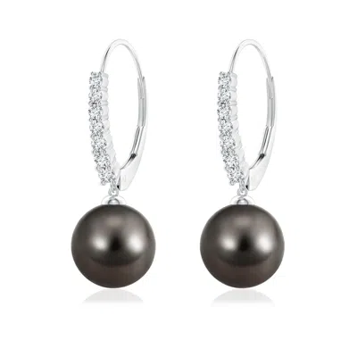 ANGARA ANGARA 9MM TAHITIAN PEARL TAPERED LEVERBACK EARRINGS