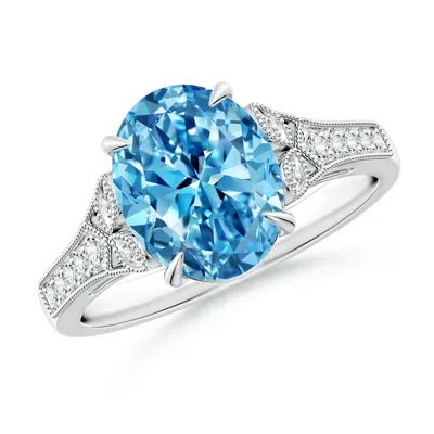 ANGARA AEON VINTAGE INSPIRED OVAL LAB-GROWN FANCY INTENSE BLUE DIAMOND SOLITAIRE ENGAGEMENT RING WITH MILGR
