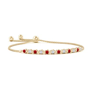 ANGARA ALTERNATE RUBY AND DIAMOND XO BOLO BRACELET